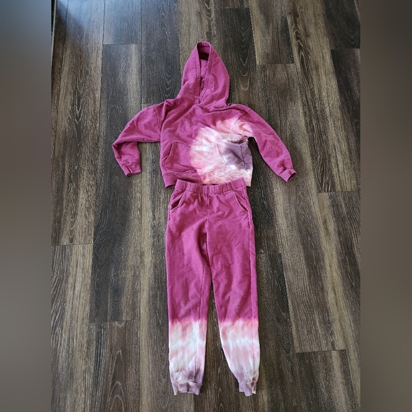 Wonder Nation Pink Tie-Dye Hoodie and Joggers Set Girls Medium 7-8 - Picture 1 of 9